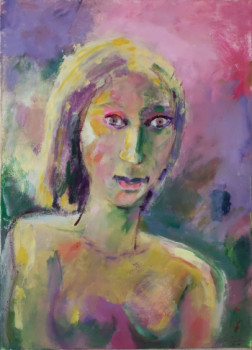 Named contemporary work « la femme jaune », Made by MARYSE DAVETTE