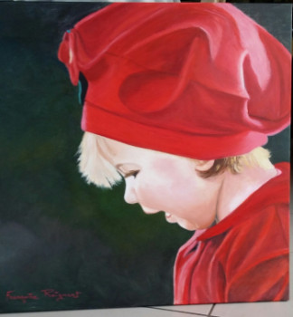 Named contemporary work « l'enfant au chapeau rouge », Made by ALAIN COJAN