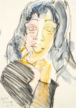 Named contemporary work « Portrait gouache 5 », Made by SOPHIE PIGEON