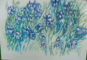 Named contemporary work « IRIS bleu 1 », Made by FAYARD