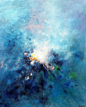 Named contemporary work « JE SUIS RESTEE BLEUE », Made by MIREILLE MAURY