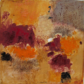 Named contemporary work « Jaune et orange  », Made by J. CAUMES