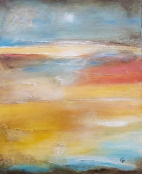 Named contemporary work « Oasis », Made by CéLéA PEINTURE