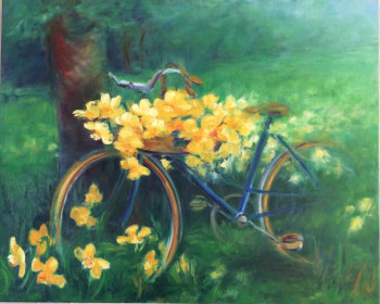 Named contemporary work « La bicyclette bleue », Made by MARTINEC