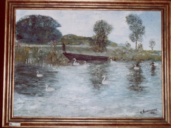 Named contemporary work « Paysage du marais Vendéen », Made by GUY  ROMEDENNE