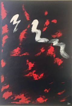 Named contemporary work « Le rouge et le noir », Made by BRU