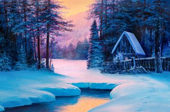 Named contemporary work « Cabane dans la neige », Made by ARTISTACTIF