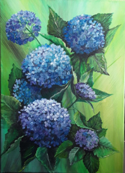 Named contemporary work « hortensia bleue », Made by ALEKSANDRA