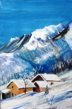 Named contemporary work « PASTEL NEIGE », Made by JOUAN