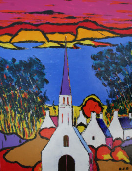 Named contemporary work « Village au fond de la baie », Made by ALAIN-CHARLES RICHER