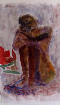 Named contemporary work « Squatting figure », Made by ASMA H.