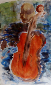 Named contemporary work « The cellist », Made by ASMA H.