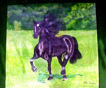 Named contemporary work « Le cheval noir », Made by MITRA SHAHKAR
