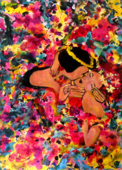 Named contemporary work « Le baiser inspiré par Klimt », Made by MITRA SHAHKAR