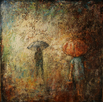 Named contemporary work « Rencontre sous la pluie », Made by ROBERT BASS