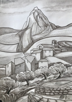 Named contemporary work « Village provençal (imaginaire) », Made by CAVATORE GUI