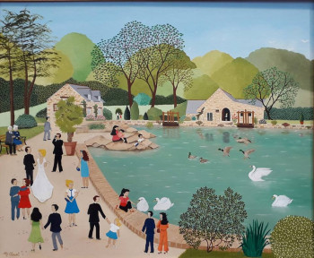 Named contemporary work « MARIAGE AU MOULIN DU DUC - MOELAN SUR MER », Made by MARTINE CLOUET