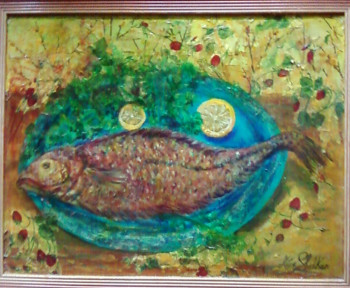 Named contemporary work « Un poisson dans un plat », Made by MITRA SHAHKAR