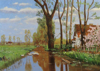 Named contemporary work « Le long de la rivière », Made by REBER KAROL