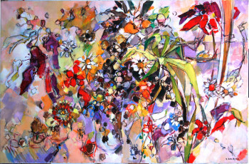 Named contemporary work « Composition Florale », Made by DALBIEZ