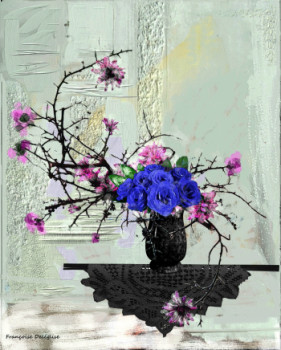 Named contemporary work « bouquet de printemps », Made by FRANçOISE DELEGLISE