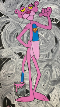 Named contemporary work « Super pink », Made by MONSIEUR PIERRE