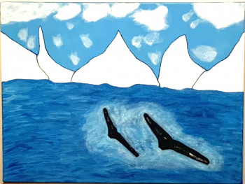 Named contemporary work « Baleine en antarctique », Made by JACK GOMEZ