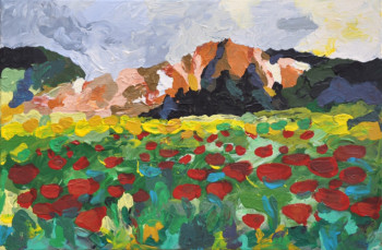 Named contemporary work « Coquelicots des Alpilles @philippine_paintings », Made by PHILIPPINE FRANC