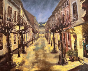 Contemporary work named « Rue nocturne de BADEN BADEN », Created by NADYA RIGAILL
