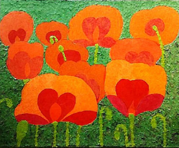 Named contemporary work « Coquelicots », Made by GINNA