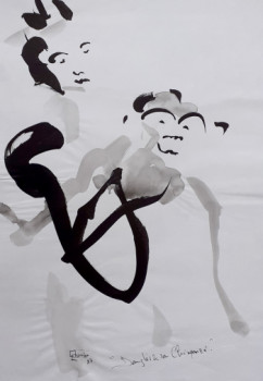 Named contemporary work « Danglès et son chimpanzé 1 », Made by ERIK CHARRIER