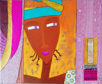 Contemporary work named « africaine 2 », Created by SYLVIE DUPRAZ