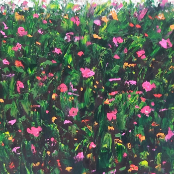 Named contemporary work « Les fleurs du jardin de mon grand pere », Made by GOSSELIN MICHELE
