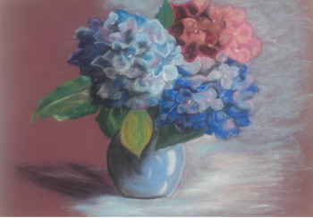 Named contemporary work « Hortensias », Made by ILE BLEUE