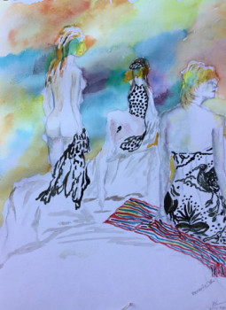 Contemporary work named « Femmes à la mer », Created by VIVIANE DUFOUR