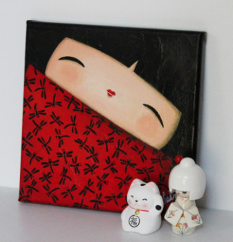 Named contemporary work « Aiko, kimono libellules », Made by MYRIAM LAKRAA (EI)