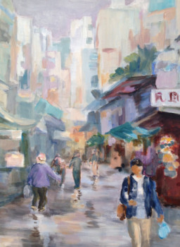 Named contemporary work « Rue à Hong Kong », Made by VOLPERT