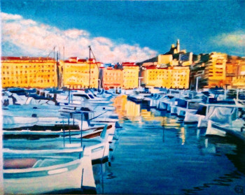 Named contemporary work « Marseille au crepuscule », Made by PIERRE-YVES QUEMENER