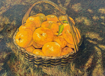 Named contemporary work « Corbeille de mandarines du jardin », Made by NADYA RIGAILL