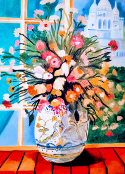 Contemporary work named « Première Peinture florale », Created by ROSANN