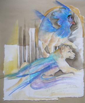 Contemporary work named « "Moitié lionne et oiseau de paradis" », Created by MARLEEN MELENS