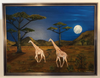 Contemporary work named « Girafe au clair de lune », Created by FRANK