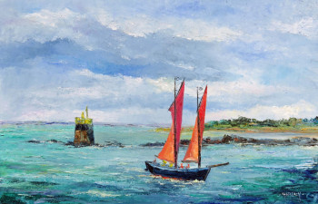 Named contemporary work « Sinagot dans le golfe du Morbihan . », Made by MICHEL HAMELIN