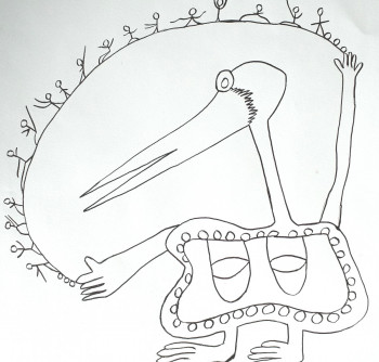 Contemporary work named « Oiseau créateur du monde », Created by KARINE YENO EDOWIZA