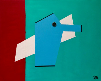 Contemporary work named « oiseau bleu », Created by BRU