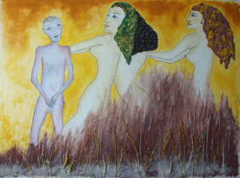 Contemporary work named « Le jeune Don Juan et les 3 Grâces », Created by CHRISTIAN GAUFRETEAU