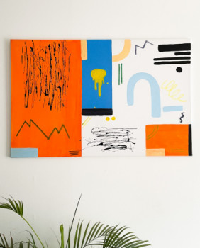 Named contemporary work « Orange et bleu », Made by MORINEB6
