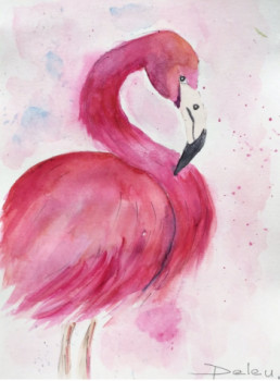 Named contemporary work « Flamant rose », Made by PATRICIA DELEY