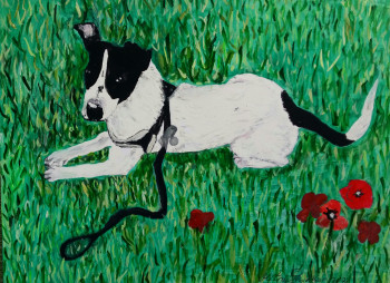 Named contemporary work « Mon chien Oscar », Made by MITRA SHAHKAR
