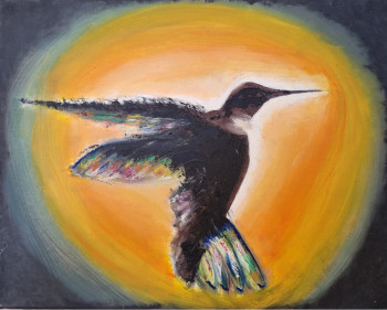 Contemporary work named « Colibri dans la lumière », Created by CATY OCCO